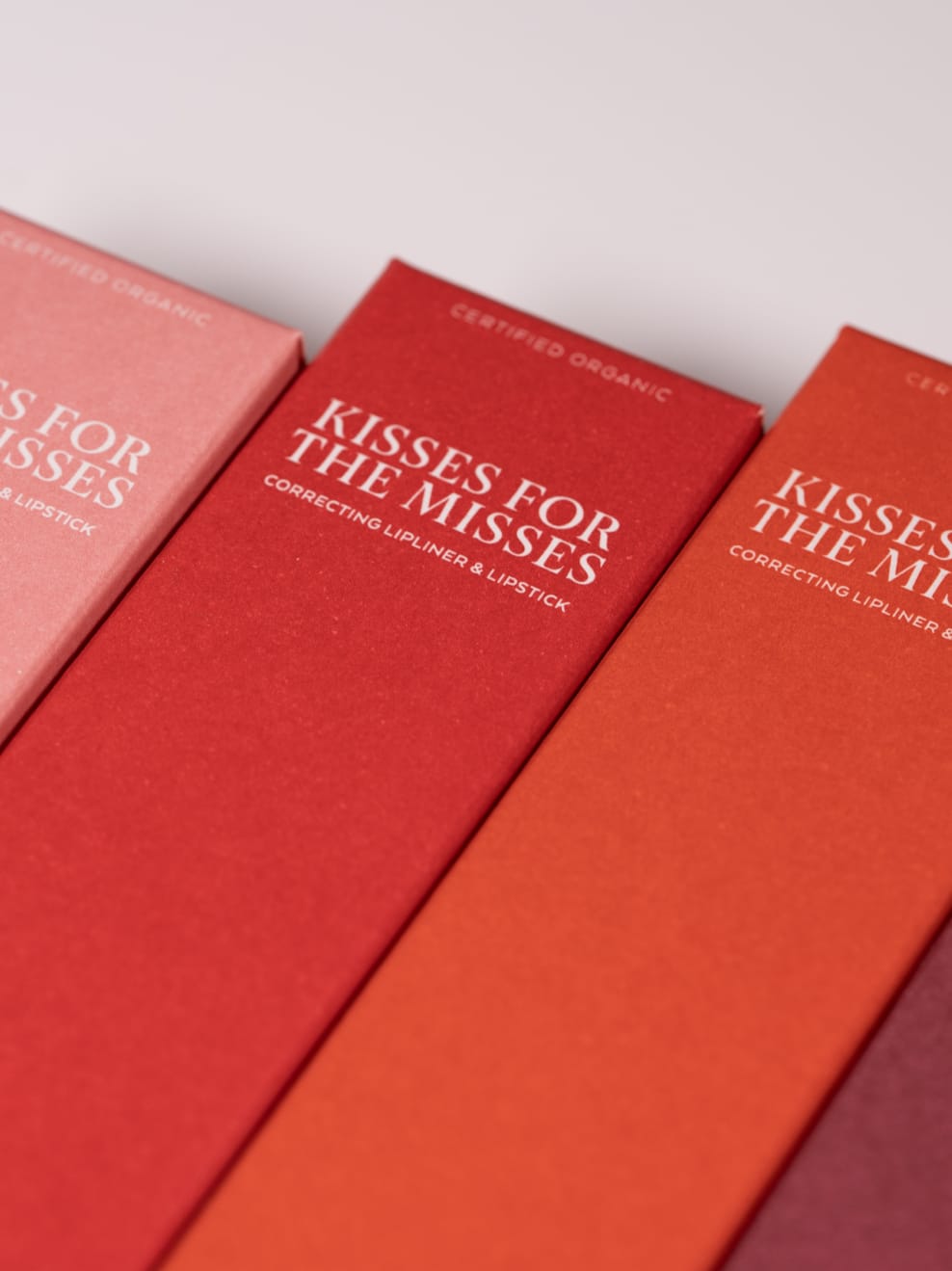 Packaging Kisses for the Misses verschiedene Varianten nebeneinander liegend