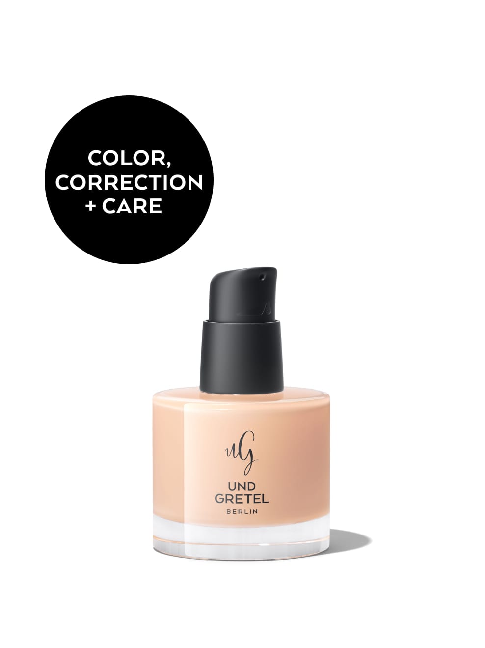 BESTE 01 Packshot vor weißem Hintergrund mit Banner: Color, Correction + Care
