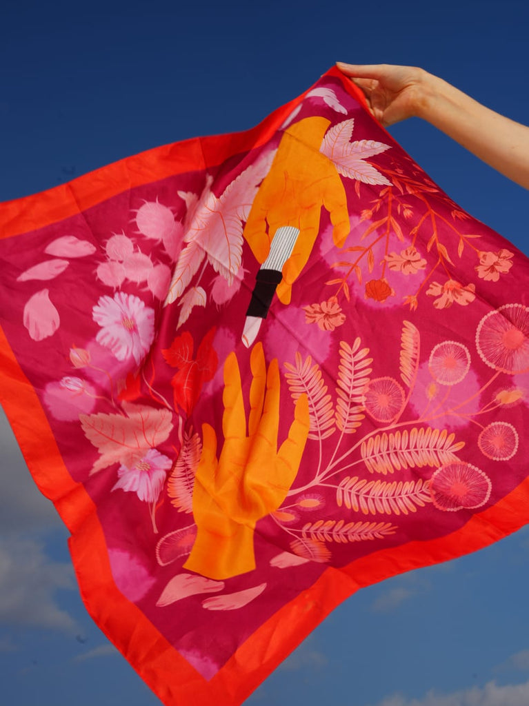 Illustriertes Tuch in Sommer-Farben Limitiertes Signature-Tuch